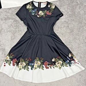 Ted Baker London Chestna Women's 2/US 6 X Line Cocktail Dress wh9w Black Floral